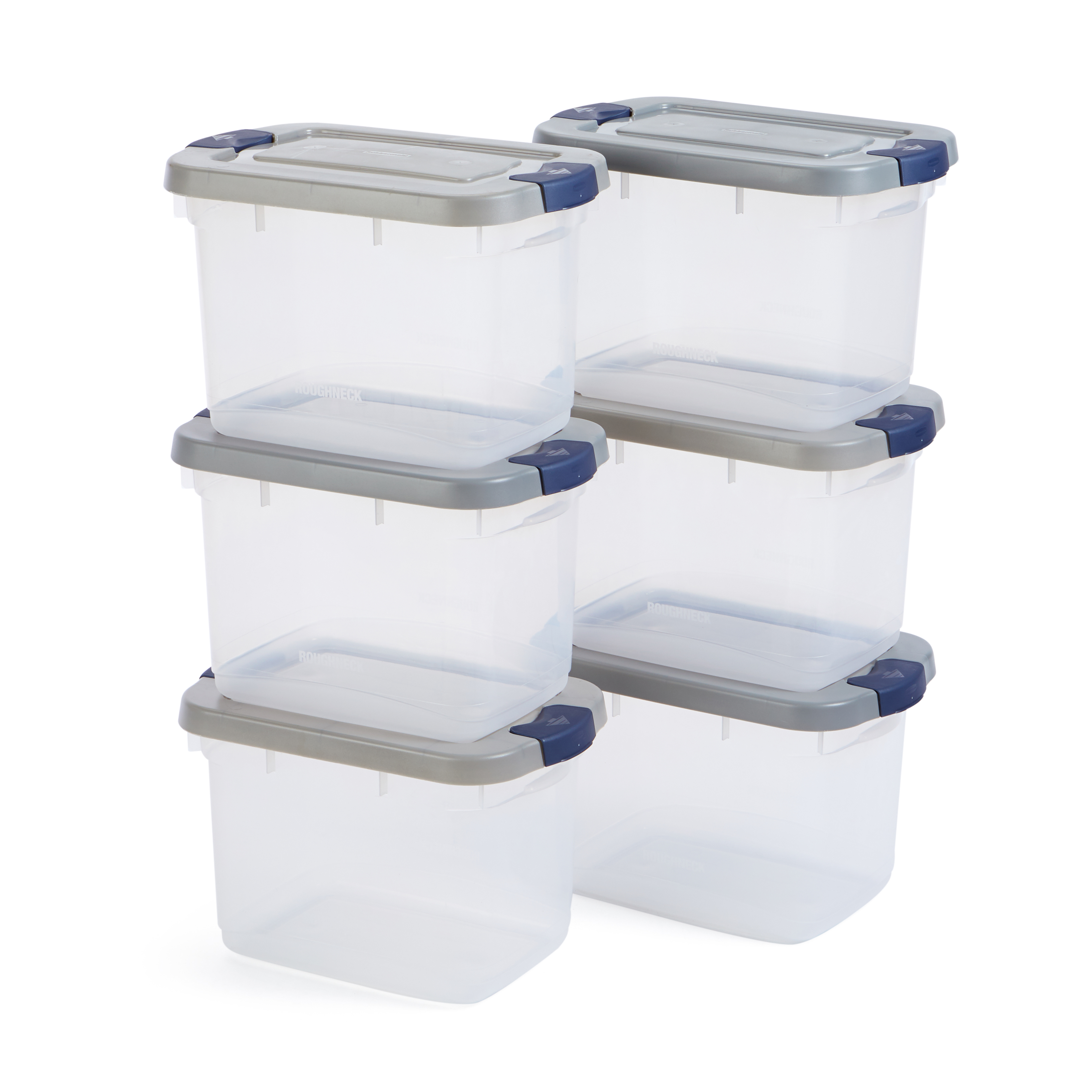 Rubbermaid Roughneck Clear 19 Qt. Plastic Storage Tote w/ Gray Lid, 6 Pack - image 1 of 7