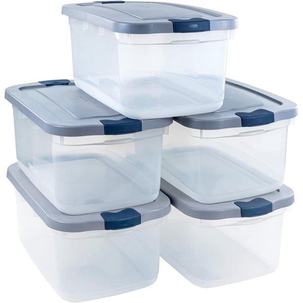 Rubbermaid Roughneck Clear 50 Qt. Plastic Storage Tote w/ Gray Lid, 5