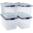 thumbnail image 1 of Rubbermaid Roughneck Clear 66 Qt. Plastic Storage Tote w/ Gray Lid, 4 Pack, 1 of 7