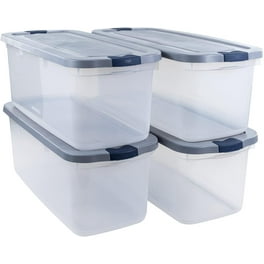 72 Quart Hefty® Hi-Rise™ Clear Storage Bin with Blue Lid - 24.04 L x 16.81  W x 14.24 Hgt.