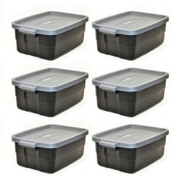 HART 50 Gallon Rolling Plastic Storage Bin Container with Pull Handle Black with Blue Lid Set of 2 Walmart