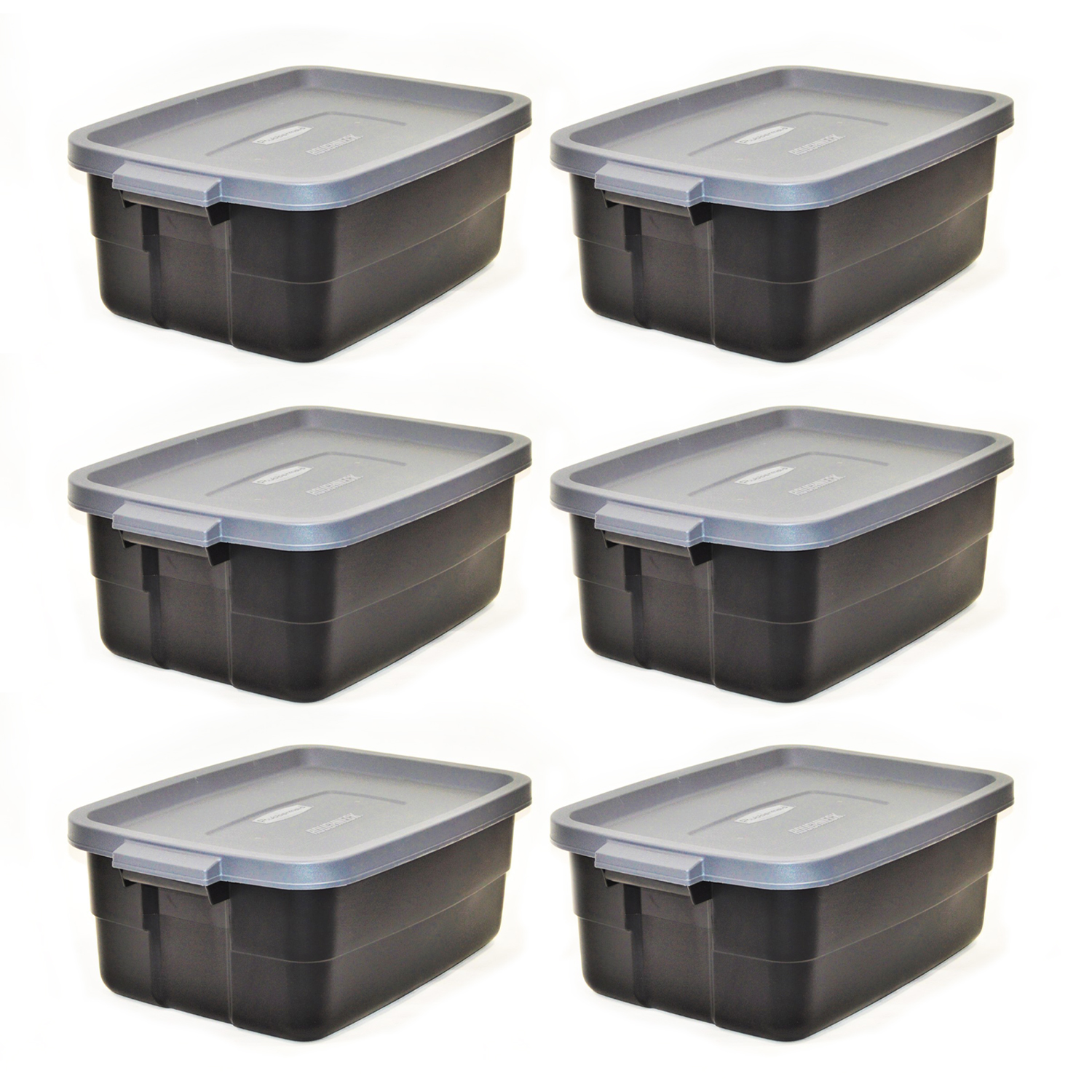 Rubbermaid Roughneck Tote 10 Gal Storage Container, Black/Gray (6 Pack) - image 1 of 7