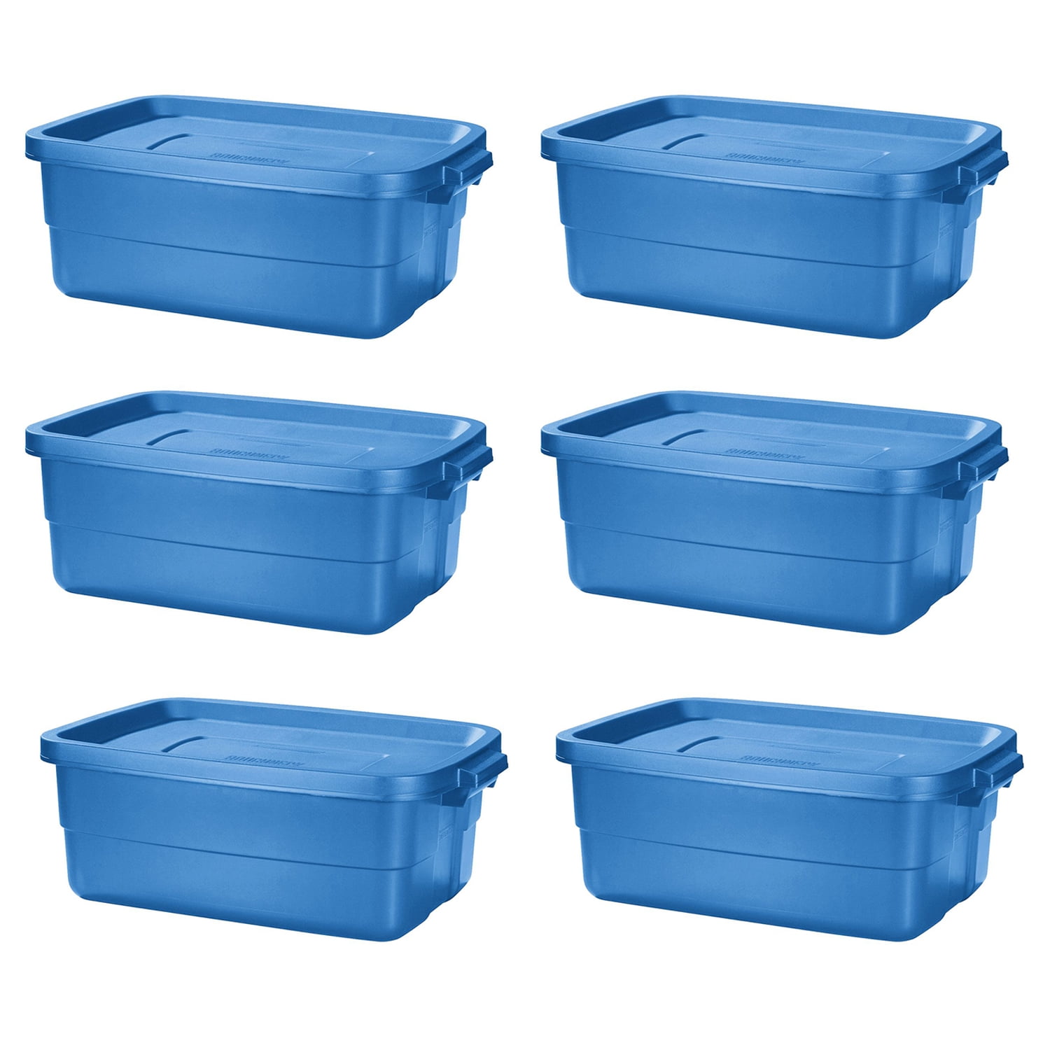 Rubbermaid Roughneck 3 Gallon Rugged Storage Tote Container, Blue (6 Pack)(Used)