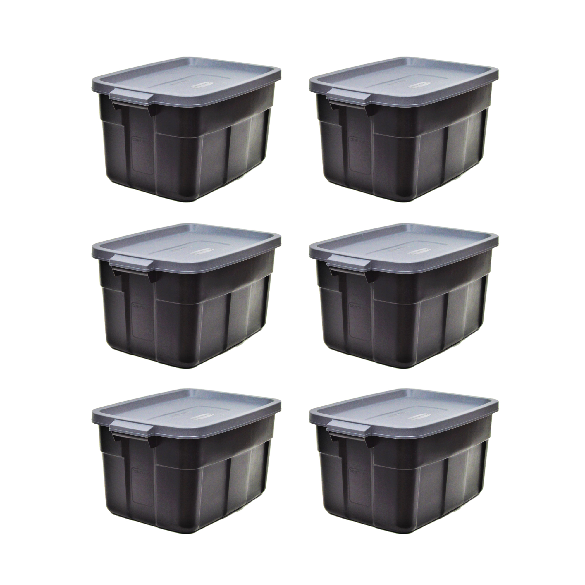 Rubbermaid Roughneck Tote 14 Gal Storage Container, Black/Cool Gray, 6 Pack - image 1 of 2