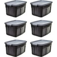 thumbnail image 1 of Rubbermaid Roughneck Tote 14 Gallon Stackable Storage Container with Stay Tight Lid & Easy Carry Handles, Black/Cool Gray 6 Pack, 1 of 2