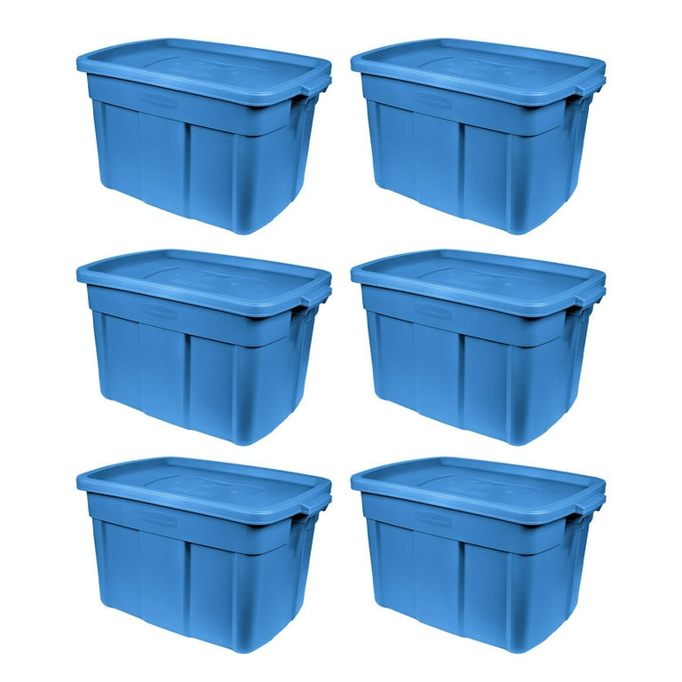 Rubbermaid 18 Gal Roughneck Storage Containers, Heritage Blue, 6