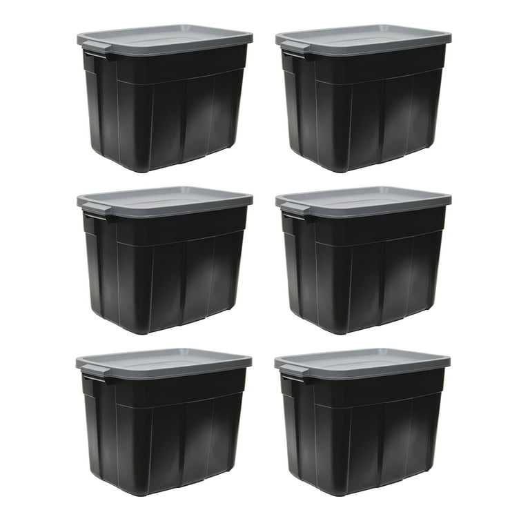 Rubbermaid 18 Gal. Stackable Storage Container, Dark Indigo Metallic  (12-Pack) 2 x RMRT180051-6pack - The Home Depot
