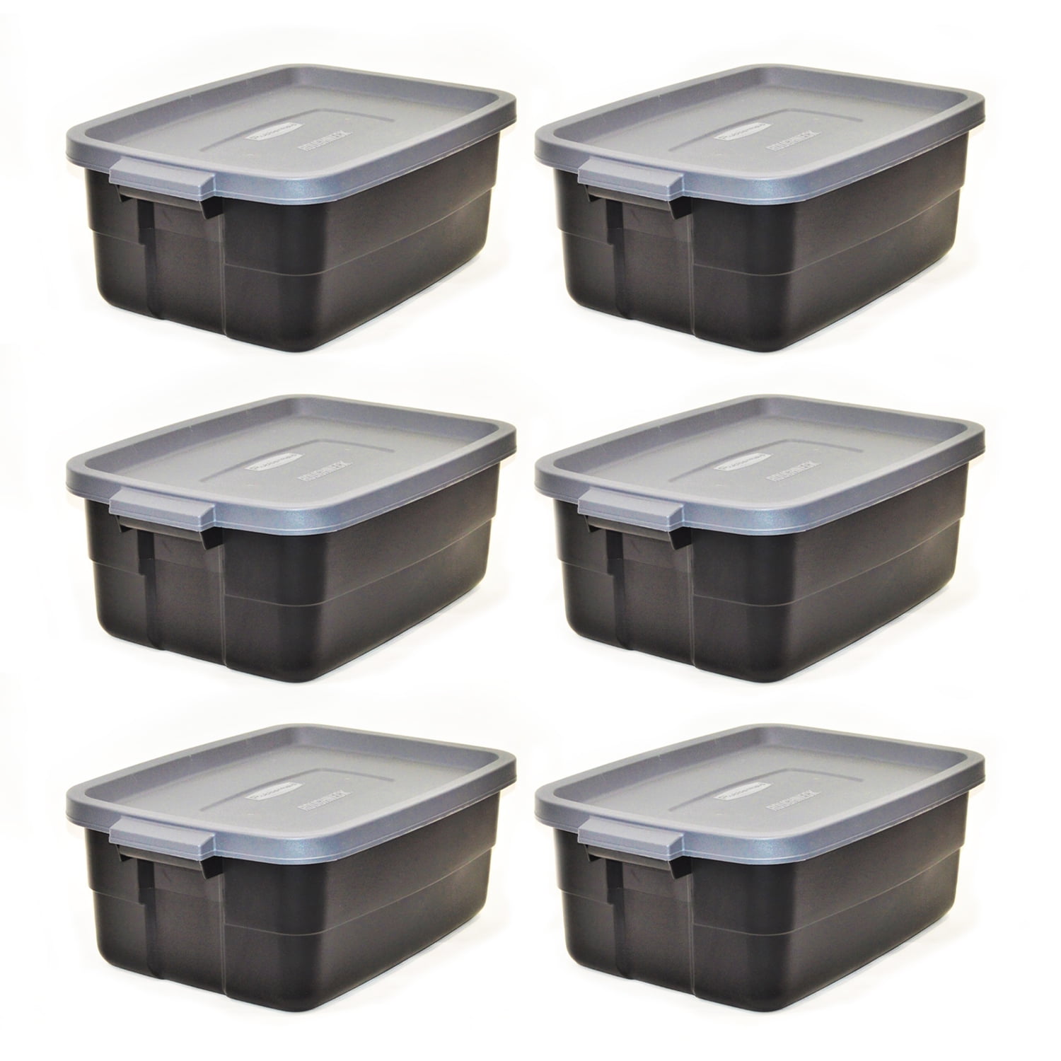 Hefty 18 gal Max Pro Plastic Utility Storage Tote, Gray, 6 Pack