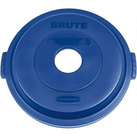 Rubbermaid Round Lid for Use with 32 Gal Round Recycle Containers Blue, Plastic, For 2632 Brute Trash Cans