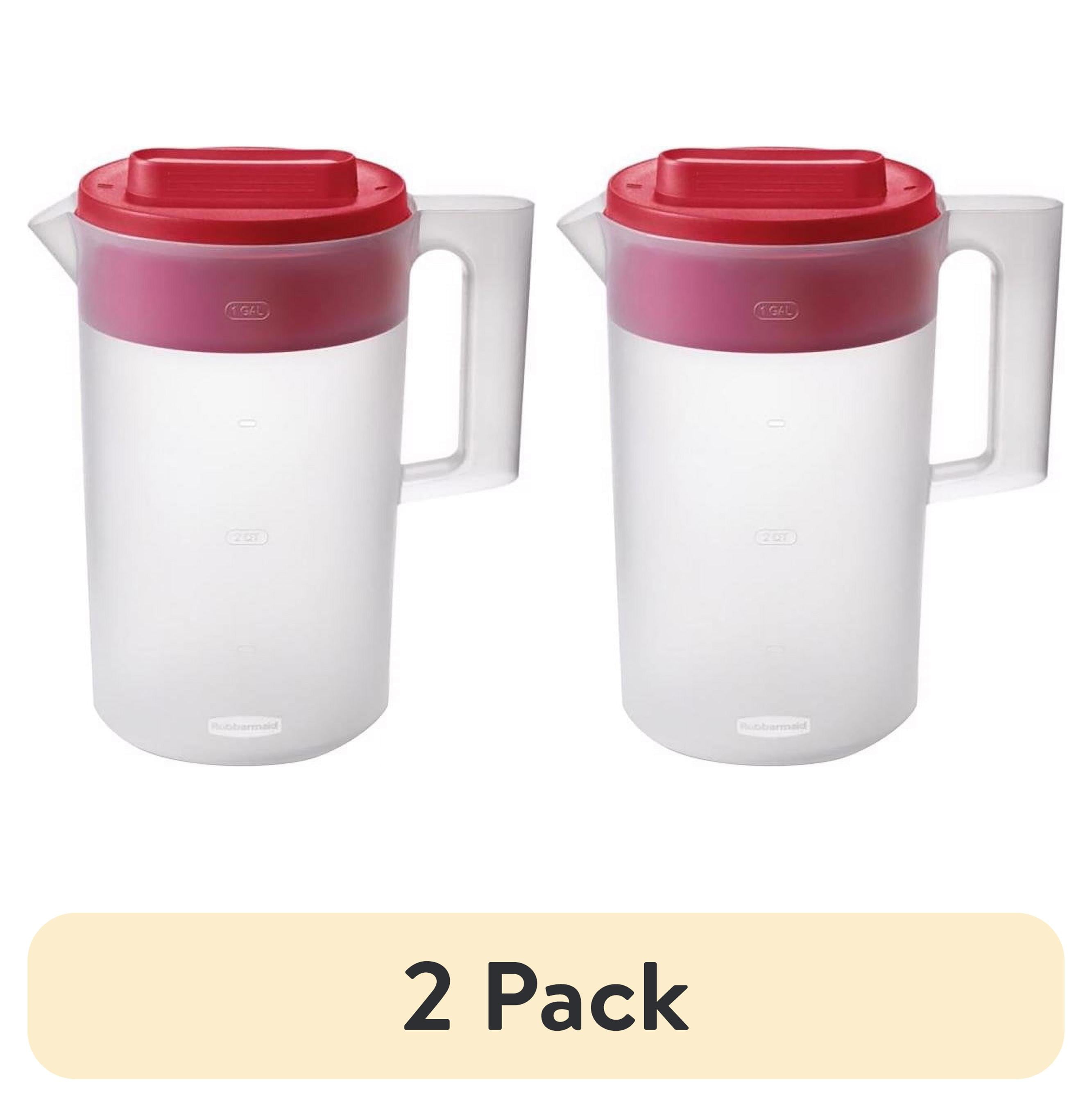 Clear and Red Plastic 1-Gallon Pitcher Set with Multifunction Lid