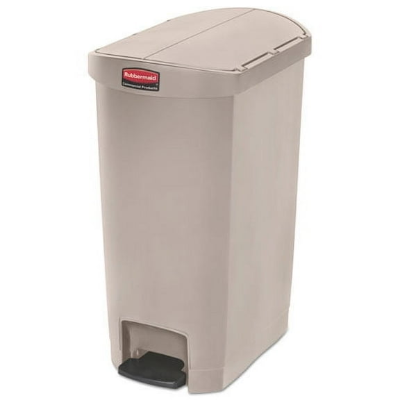 Rubbermaid Slim Jim 13 gal Plastic Step-on Trash Can, Beige