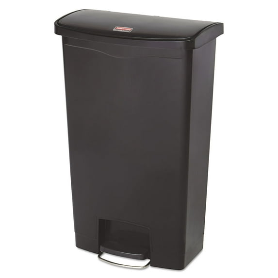 Rubbermaid Slim Jim Resin Step-on Container, Front Step Style, 18 Gal, Black