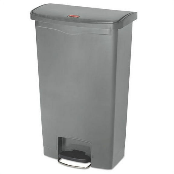 Rubbermaid Slim Jim Resin Step-on Container, Front Step Style, 18 Gal, Gray