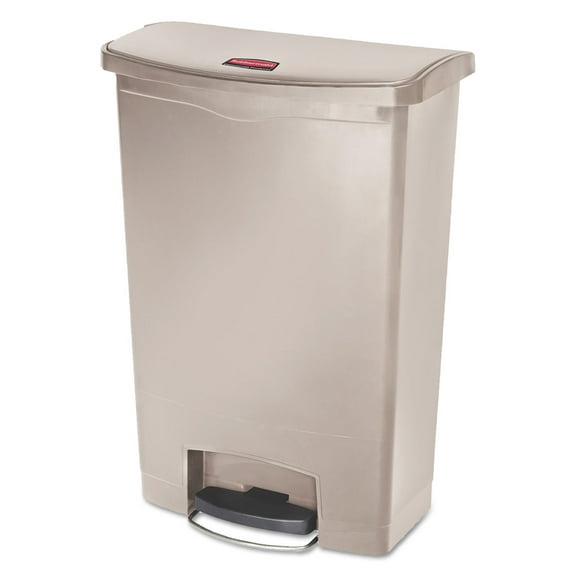 Rubbermaid Slim Jim Resin Step-on Container, Front Step Style, 24 Gal, Beige