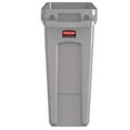 thumbnail image 1 of Slim Jim Waste Container With Handles, Rectangular, Plastic, 15.9 Gal, Light Gray, 1 of 1