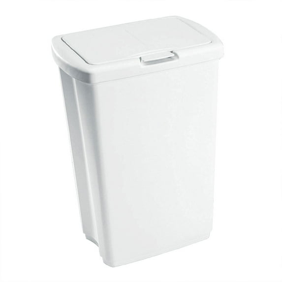 Rubbermaid, Spring Top Wastebasket, 13.25 gal, White