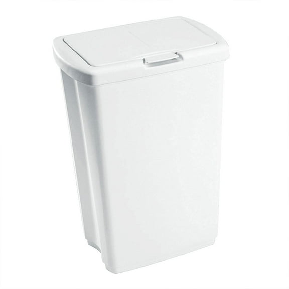 Rubbermaid, Spring Top Wastebasket, 13.25 gal, White
