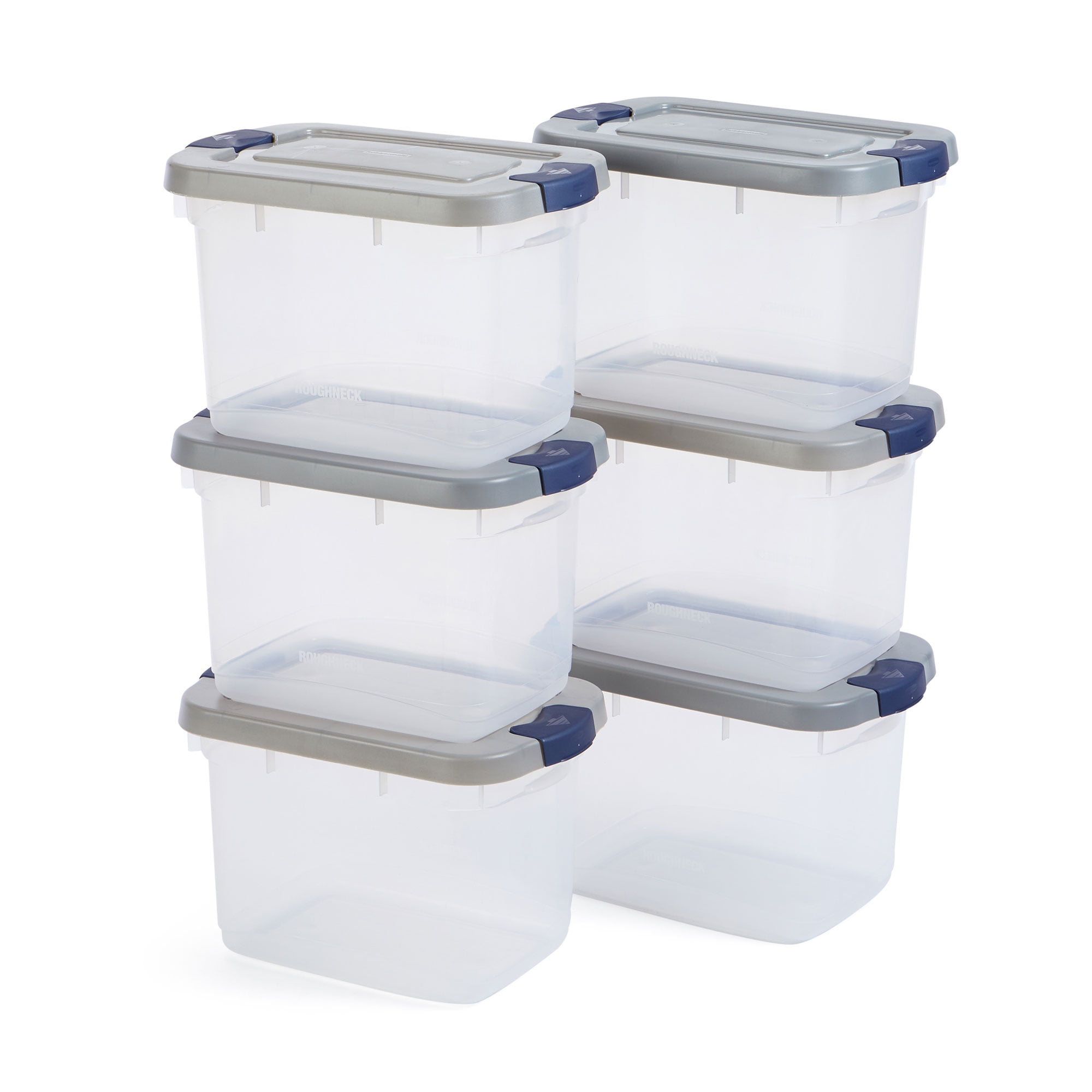 Rubbermaid Roughneck Clear 19 Qt Storage Bins with Gray Lid,