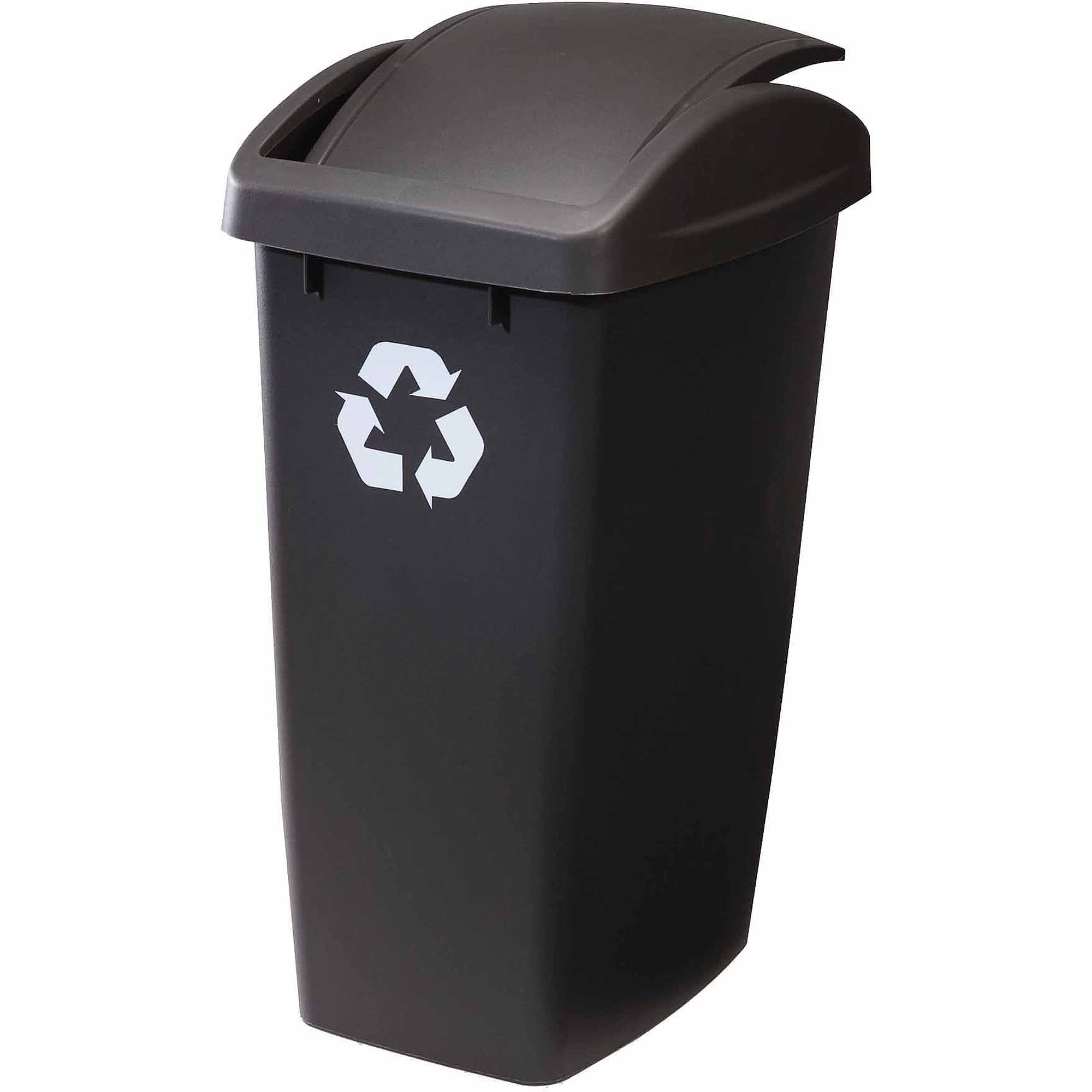 Rubbermaid, Swing Top Recycling Wastebasket, 12.5 gal, Black