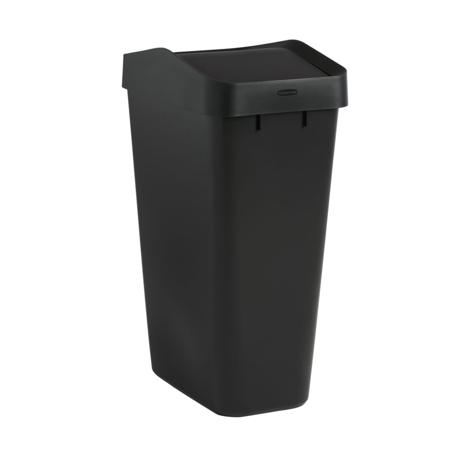 Rubbermaid Kitchen Trash Can, 12.2 Gallon Plastic Swing Lid Garbage Bin, Black