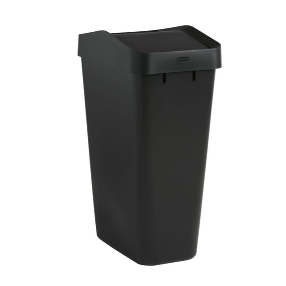 Rubbermaid Kitchen Indoor Trash Can, 12.2 Gallon, Plastic, Swing Lid, Garbage Can, Black