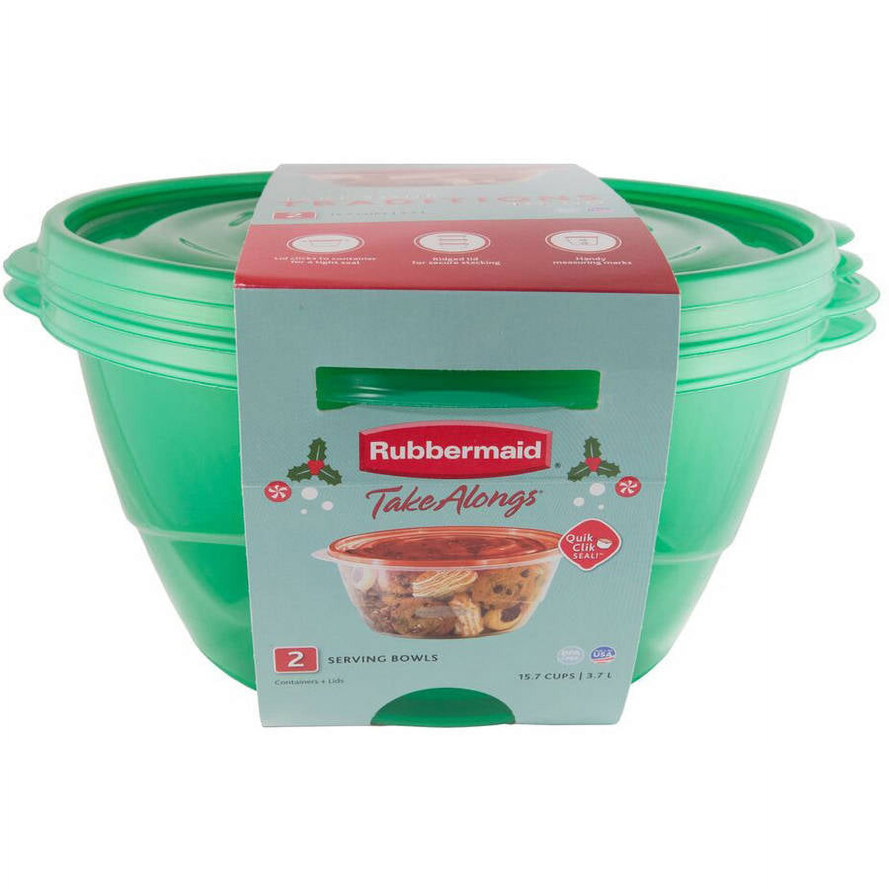 Rubbermaid Take Along Serving Bowl, Green, 2 Pack