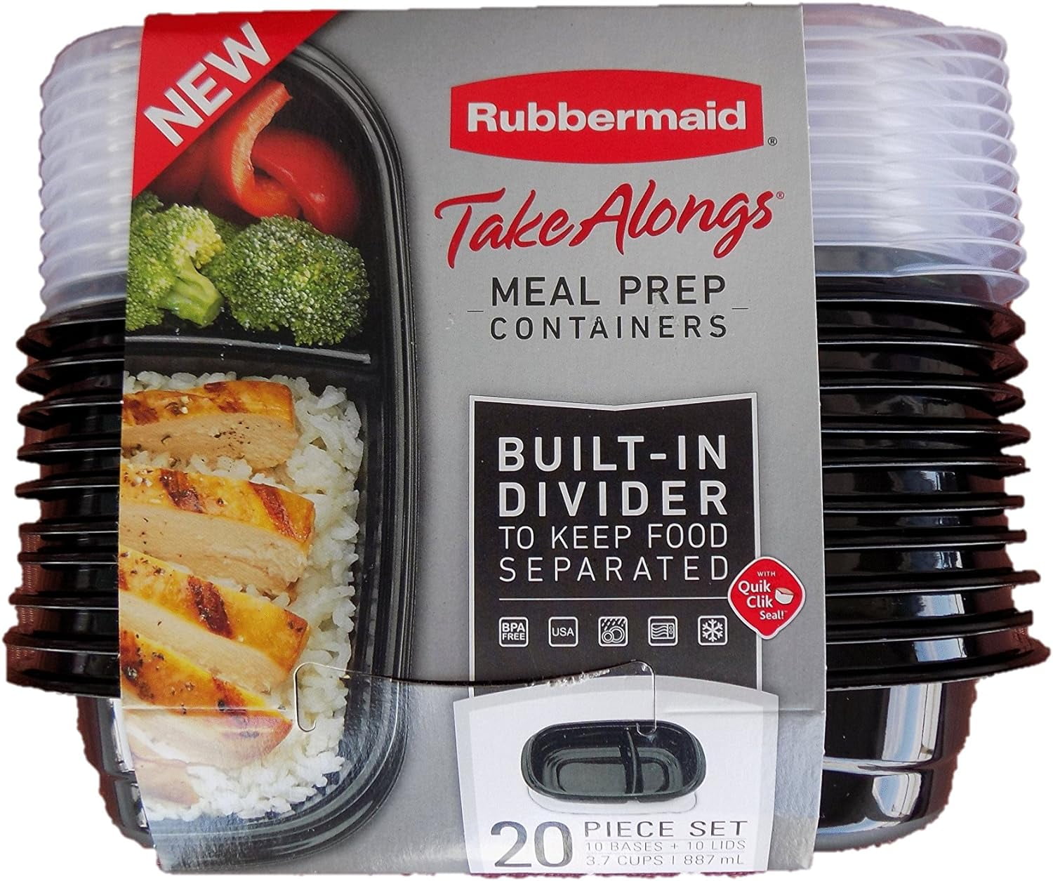 Rubbermaid Take Alongs Divided Base Container (Black, 10)