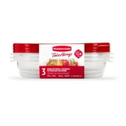 Rubbermaid TakeAlongs Divided Rectangular Food Storage Containers, 3.7 Cup, Tint Chili, 3 Count