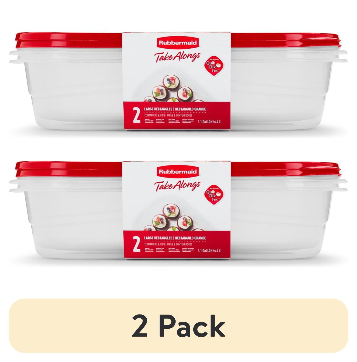 (2 pack) Rubbermaid TakeAlongs, 1 Gallon, 2 Packs, Red, Large Rectangular Plastic Food Storage Containers - Walmart.com