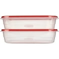 thumbnail interactive-video image 1 of Rubbermaid TakeAlongs Large Rectangular Food Storage Containers, 1 Gallon, Red, 2 Count, Well Suited to Refrigerator Organization, 1 of 6
