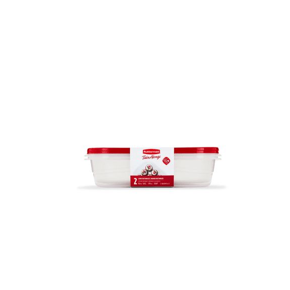 Rubbermaid TakeAlongs, 1 Gallon, 2 Packs, Red, Large Rectangular Plastic Food Storage Containers
