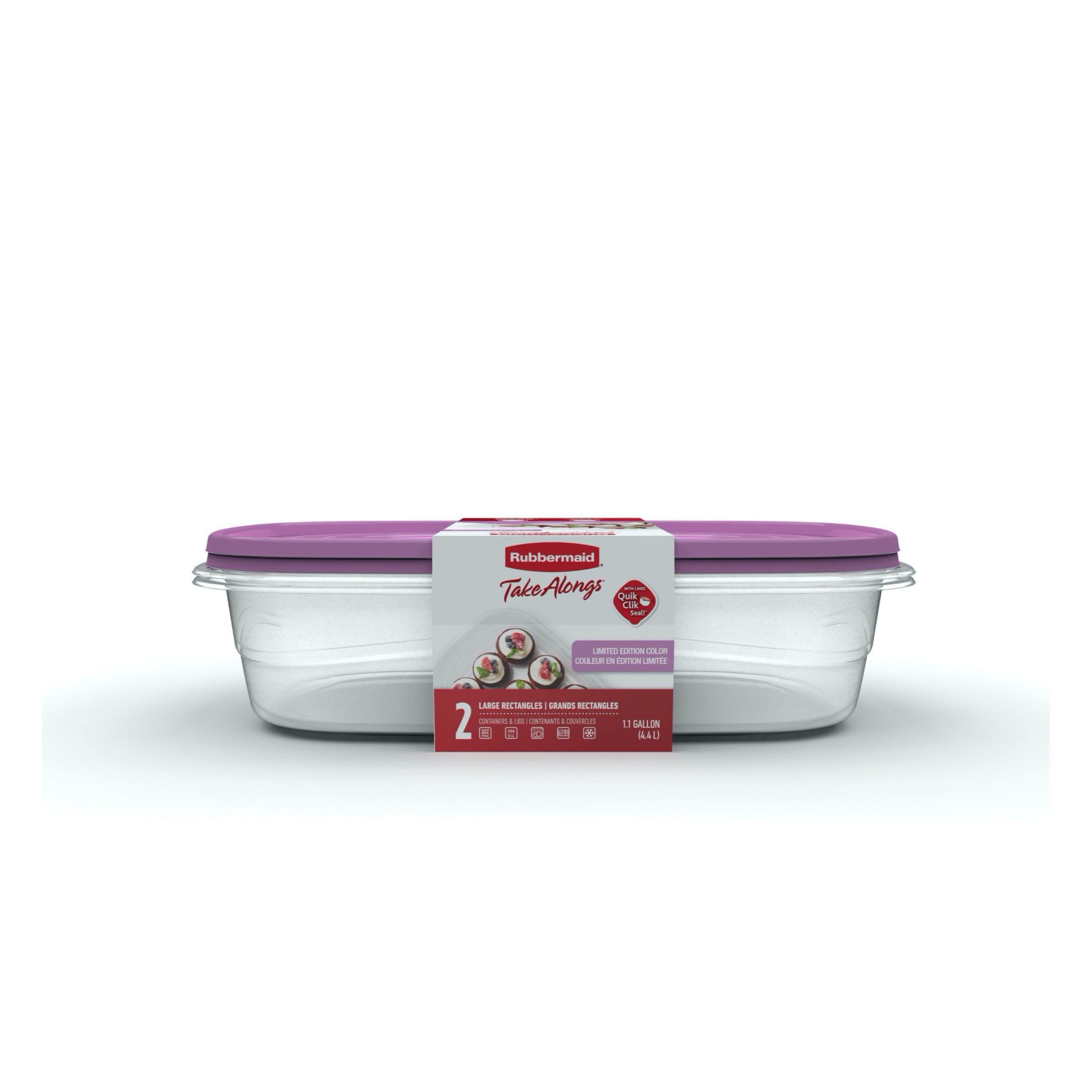 Rubbermaid TakeAlongs 1.1-Gallon Large Rectangle Containers, 2-Pack