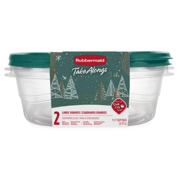 Rubbermaid TakeAlongs, Large Square Food Storage Containers, 11.7 Cups, Blue Spruce, 2 piece Set