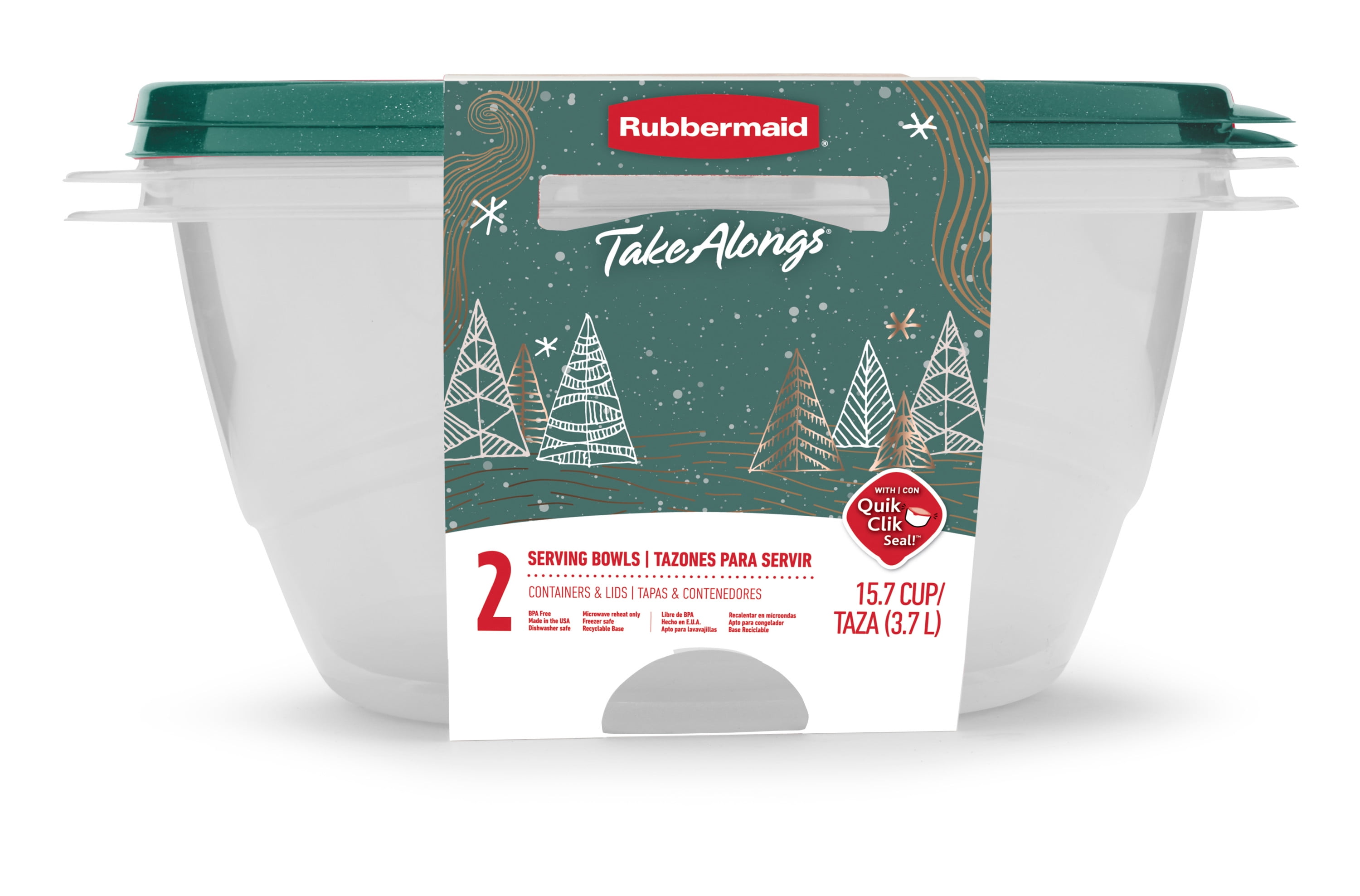 Rubbermaid TakeAlongs 15.7 Cup Round Food Storage Containers, Set of 2,  Blue Spruce 