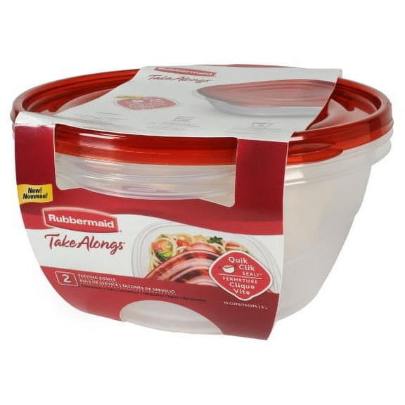Rubbermaid TakeAlongs 15.7 Cup Round Food Storage Containers, Set of 2, Red (Pack of 8)