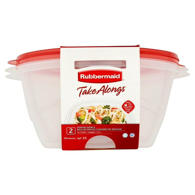 Rubbermaid TakeAlongs 15.7 Cup Round Food Storage Containers, Set of 2, Red