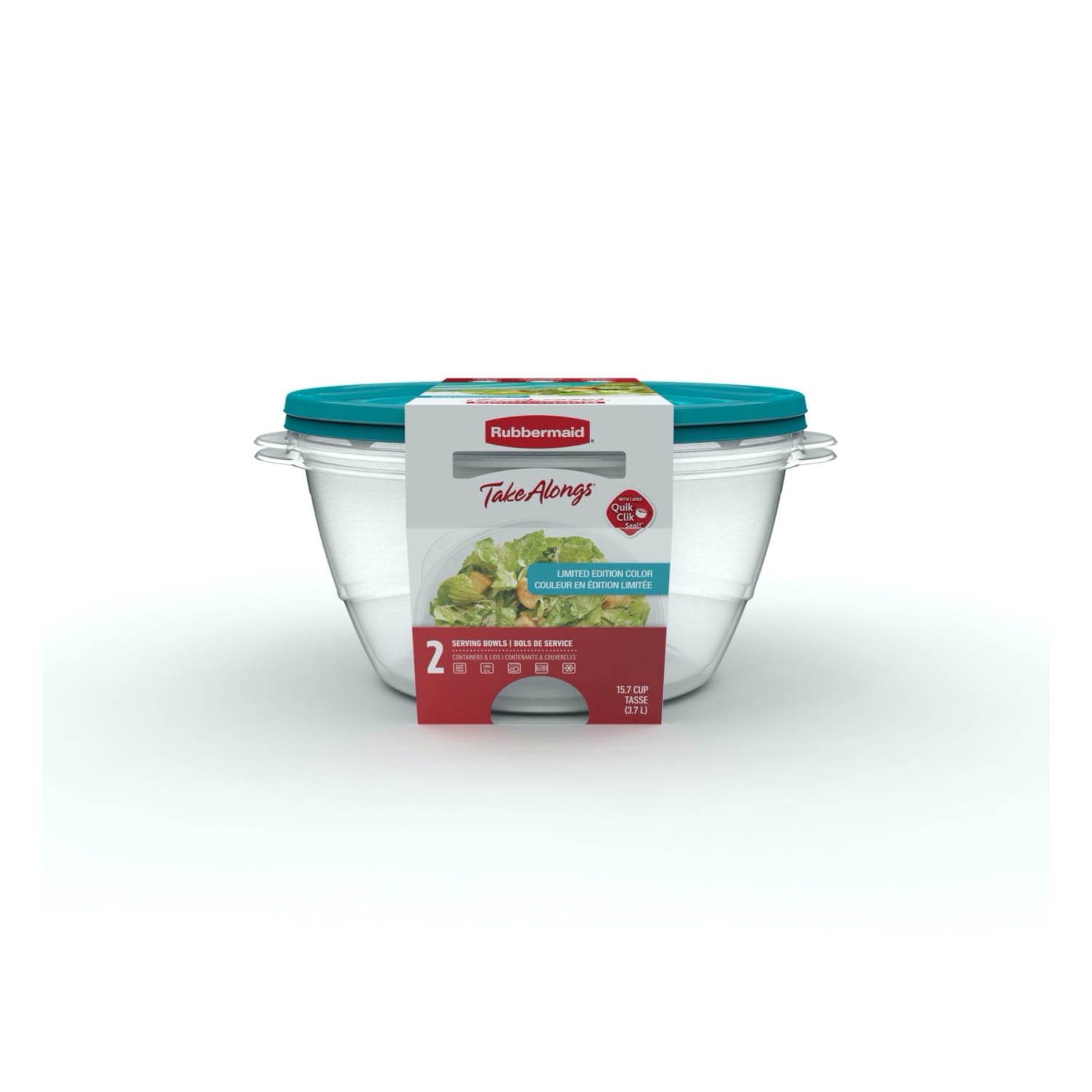 Rubbermaid TakeAlongs 3.7-Litre (15.7 Cup) Round Food Storage Containers, Special-Edition Turquoise Spell Blue, 2 Pack