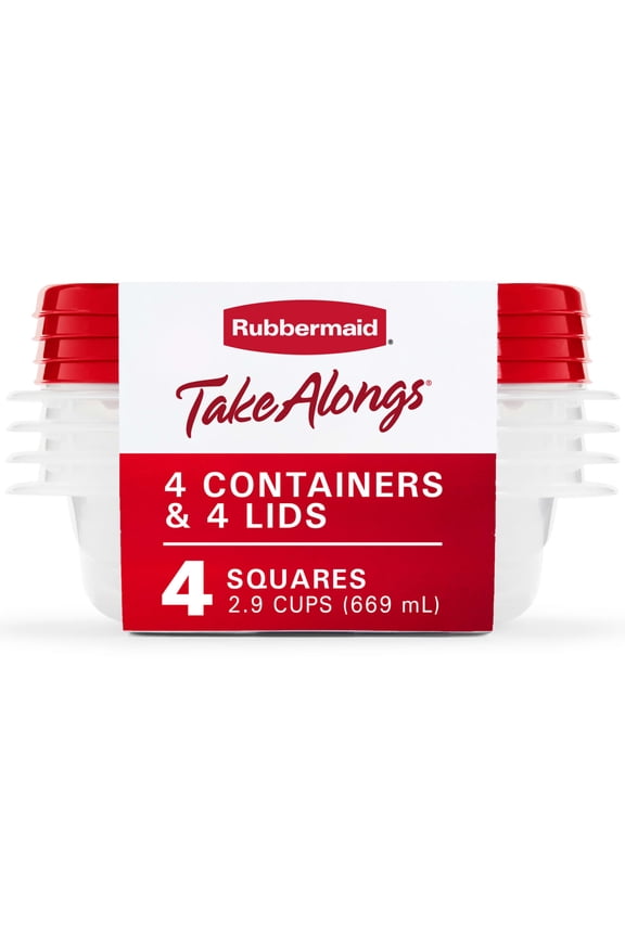 TakeAlongs 2.9-Cup Square Food Storage Containers, Ruby Red, 4 pack