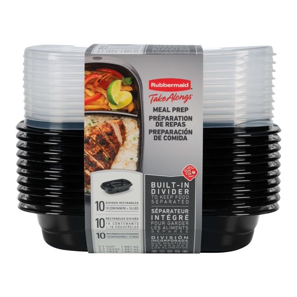 Rubbermaid TakeAlongs 20 Piece 3.7 Cup Divided Food Storage Containers