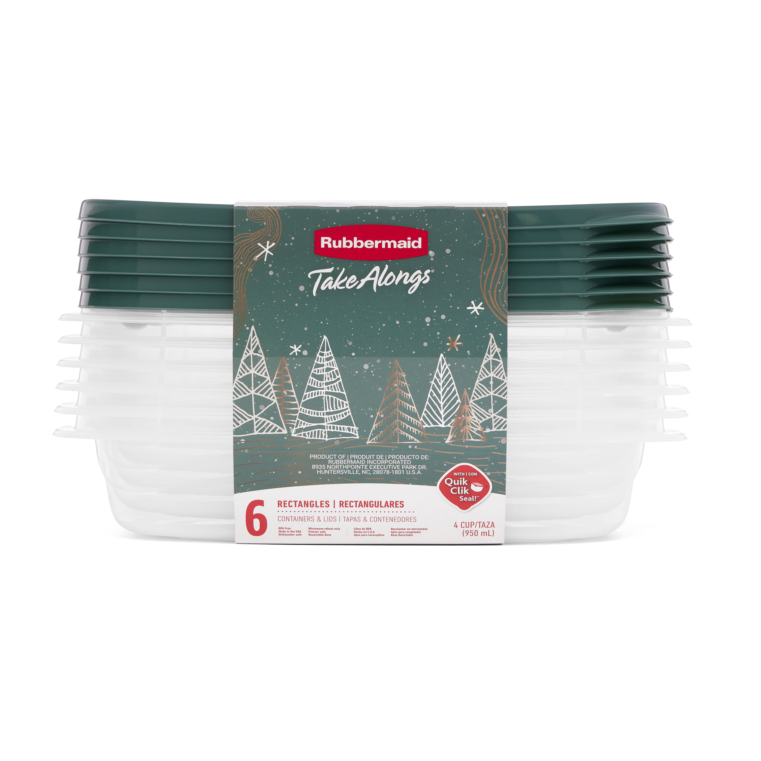 Rubbermaid TakeAlongs 4 Cup Rectangle Food Storage Containers, Set of 6, Blue Spruce - image 1 of 5