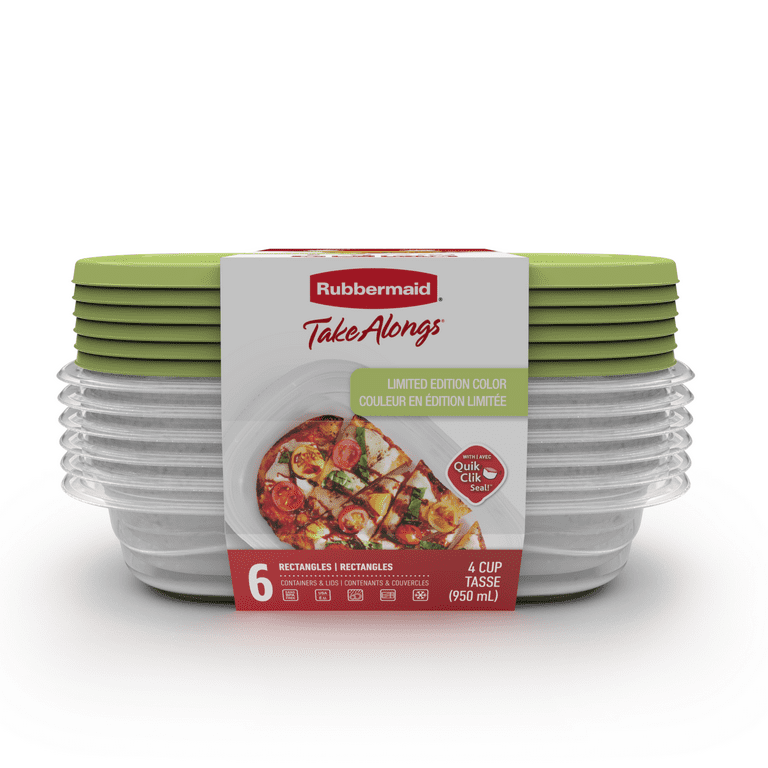 Rubbermaid TakeAlongs 4 Cup Rectangle Food Storage Containers, Set