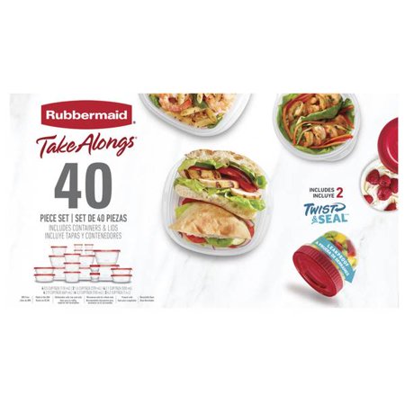 Rubbermaid TakeAlongs Clear Plastic Microwave Safe Food Storage Jar & Container (40 Count)