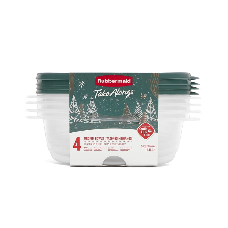 Rubbermaid TakeAlongs 5 Cup Food Storage Containers, Set of 4, Blue Spruce  
