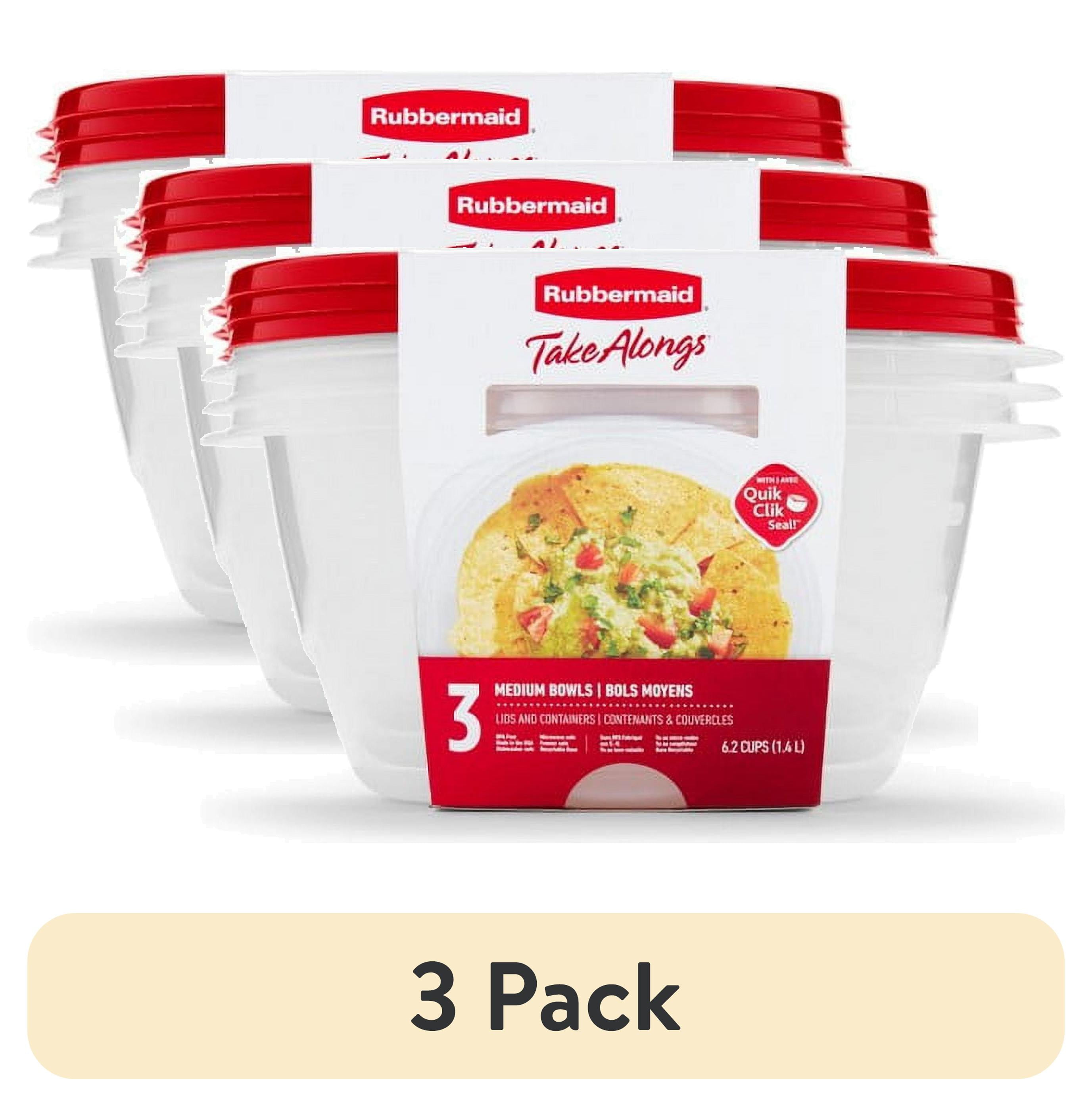 Ruby Container (3 pack) Rubbermaid TakeAlongs 6.2 Cup Serving Bowl Food Storage ...