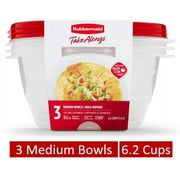 Rubbermaid TakeAlongs 6.2 Cup Serving Bowl Food Storage Containers, Set of 3, Red