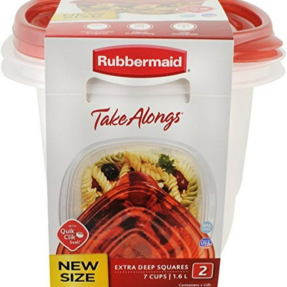 Rubbermaid TakeAlongs 7-Cup Extra-Deep Squares 2-Pack, Chili Red (Pack of 20)
