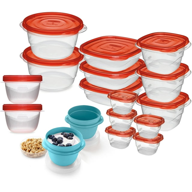 Rubbermaid TakeAlongs Food Storage Container, 36-Piece Set, Red