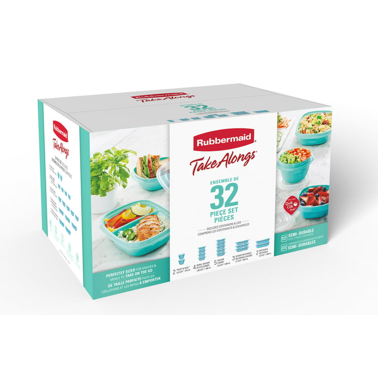 Rubbermaid TakeAlongs Meal Prep 24- Piece Food Storage Containers,Teal  Brand New