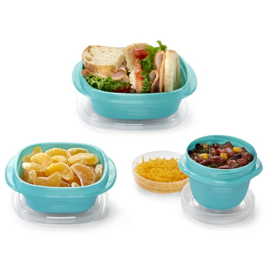 Rubbermaid TakeAlongs Food Storage Containers, Teal Splash, 16-Piece Lunch and Meal Prep Set