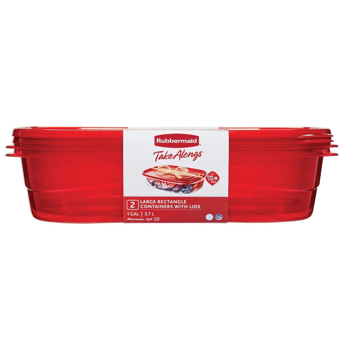 Rubbermaid TakeAlongs Large Rectangular Food Storage  Containers, 1 Gallon, Tint Chili, 2 Count : Home & Kitchen